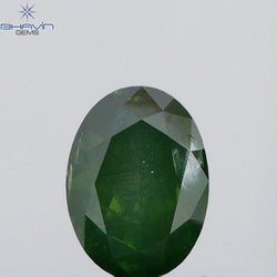0.41 CT Oval Shape Natural Diamond Green Color I1 Clarity (5.19 MM)