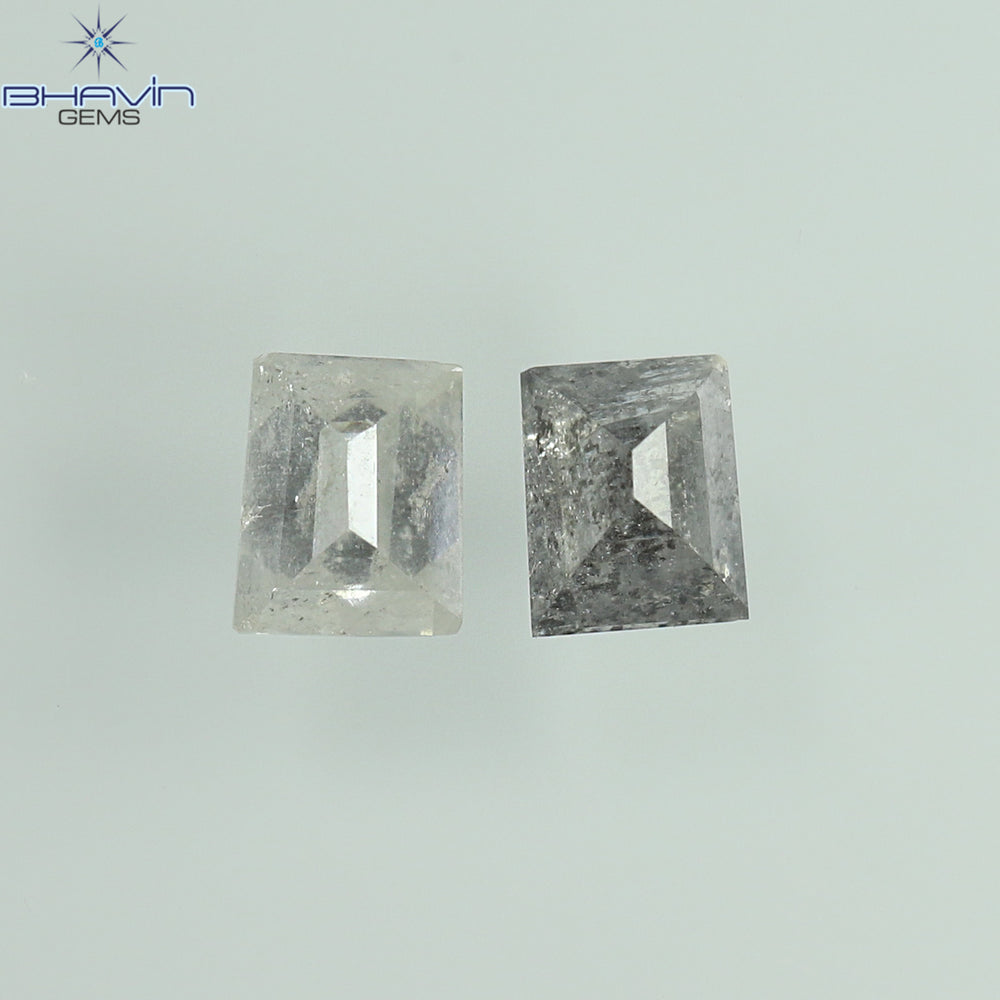 0.33 CT/2 Pcs Baguette Shape Natural Diamond Salt And Pepper Color I3 Clarity (3.57 MM)