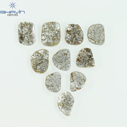 2.23 CT/7 ピース スライス形状 天然ダイヤモンド ソルト アンド ペッパー カラー I3 クラリティ (9.06 MM)
