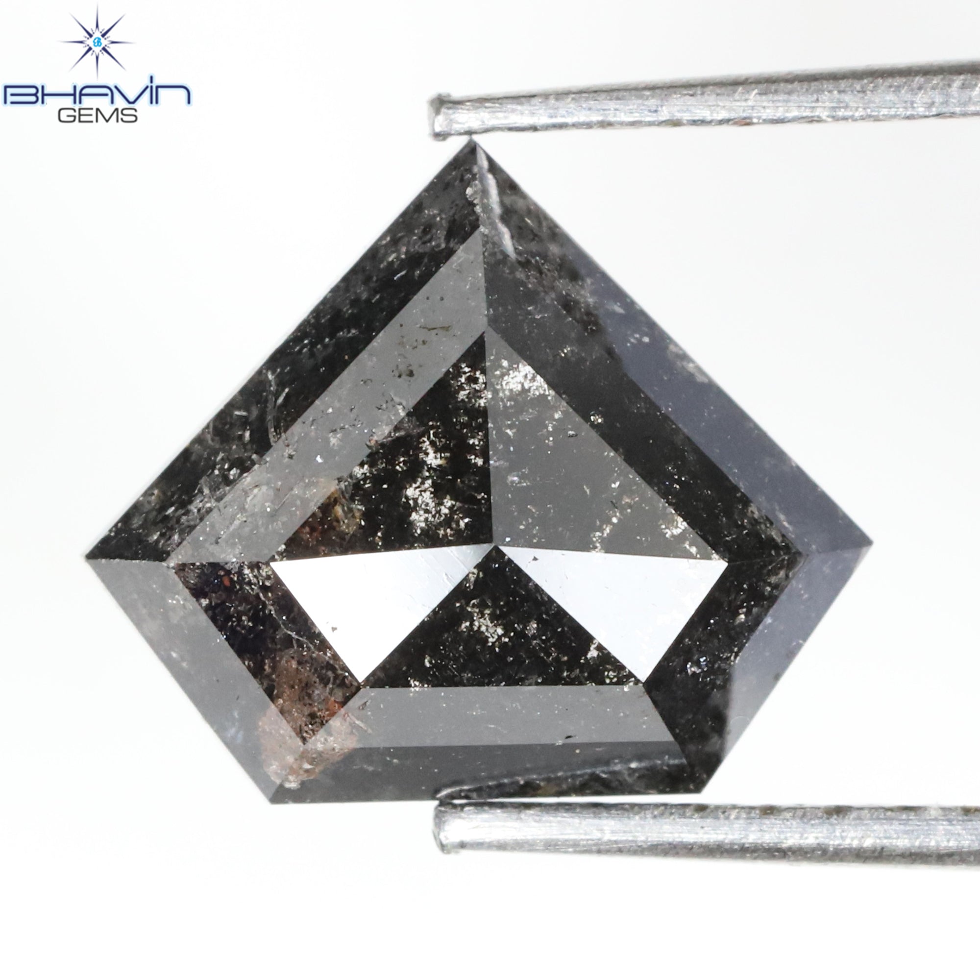2.03 Pentagon Shape Natural Loose Diamond Black (Salt And Pepper)Color Clarity I3 (8.68 MM)