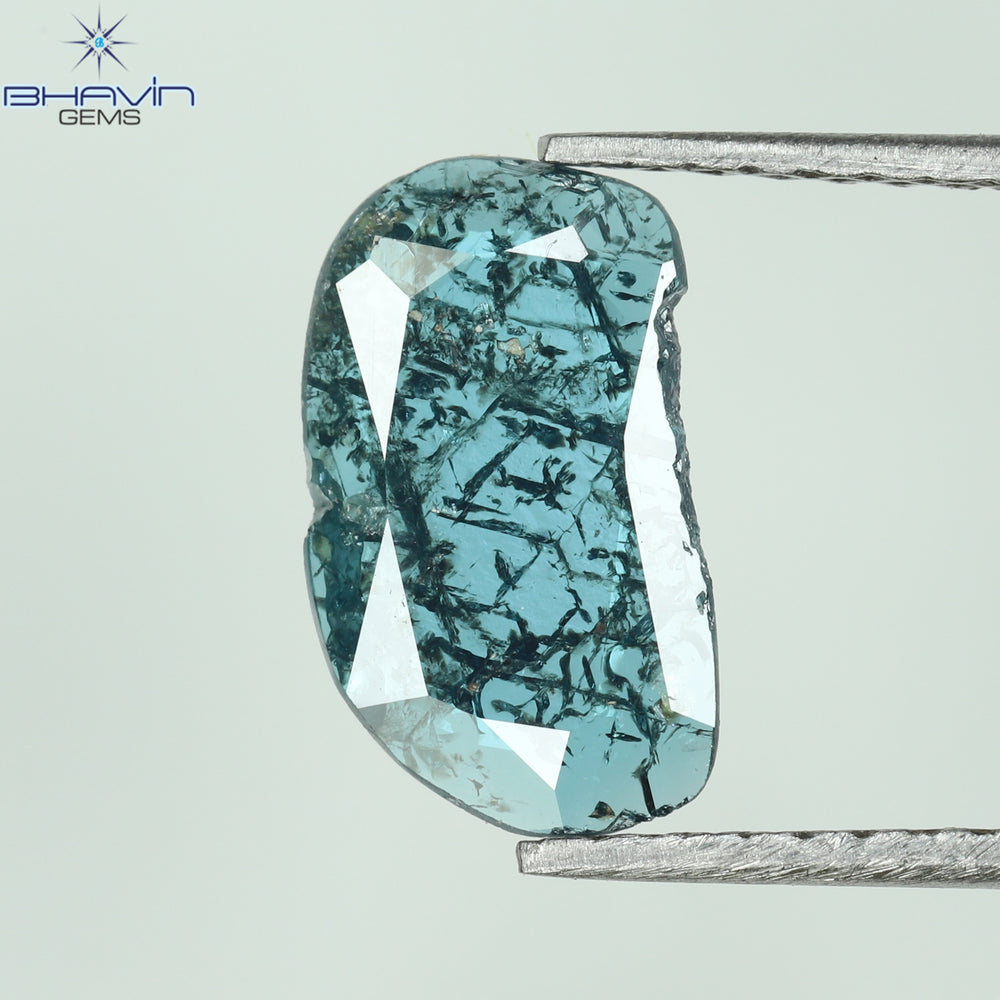 0.78 CT Enhanced Uncut Slice Shape Natural Loose Diamond Blue Color I3 Clarity (10.34 MM)