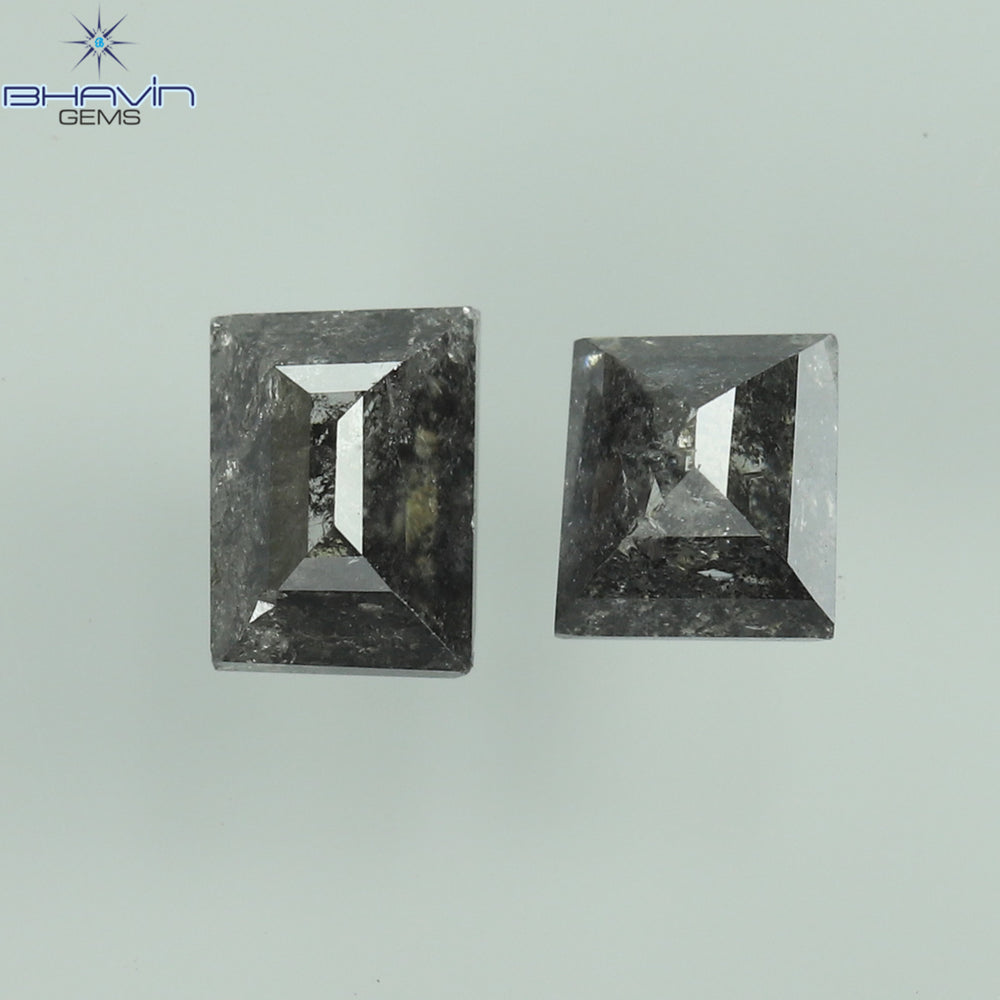 0.41 CT/2 Pcs Baguette Shape Natural Diamond Salt And Pepper Color I3 Clarity (3.80 MM)