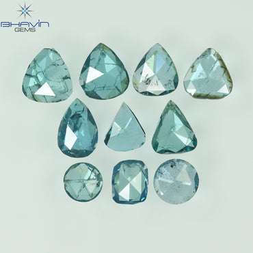 0.80 CT/10 Pcs Slice Shape Natural loose Diamond Blue Color I1 Clarity (4.11 MM)