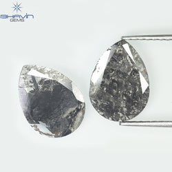 1.75 CT/5 ピース スライス形状 天然ダイヤモンド ソルト アンド ペッパー カラー I3 クラリティ (10.45 MM)