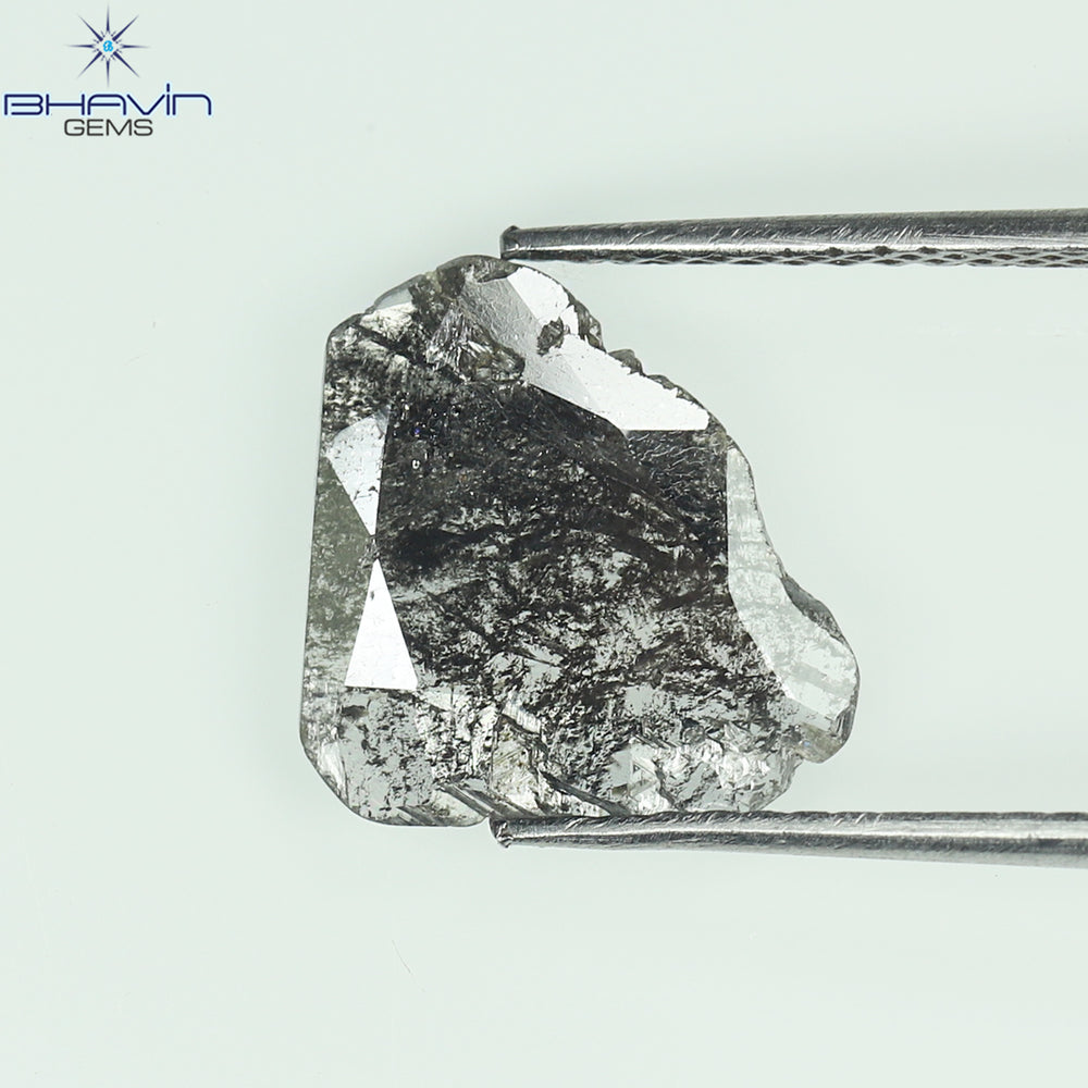 0.95 CT スライス シェイプ ナチュラル ダイヤモンド ソルト アンド ペッパー カラー I3 クラリティ (11.56 MM)