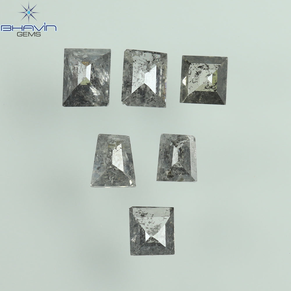 0.33 CT/6 Pcs Square Baguette Shape Natural Diamond Salt And Pepper Color I3 Clarity (2.62 MM)