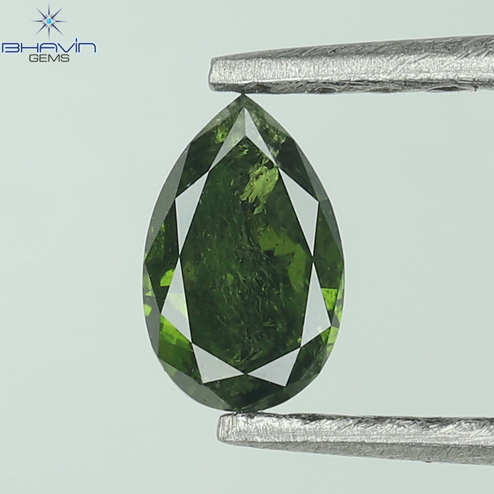 0.18 CT、ペアー ダイヤモンド、グリーン カラー、クラリティ I1