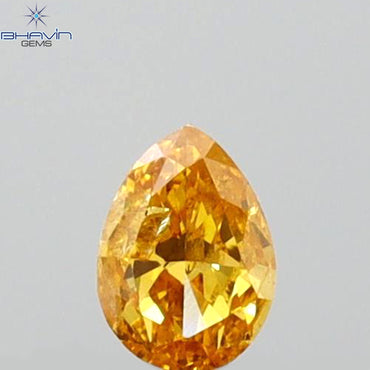 0.10 CT Pear Shape Natural Diamond Orange Color SI2 Clarity (3.63 MM)