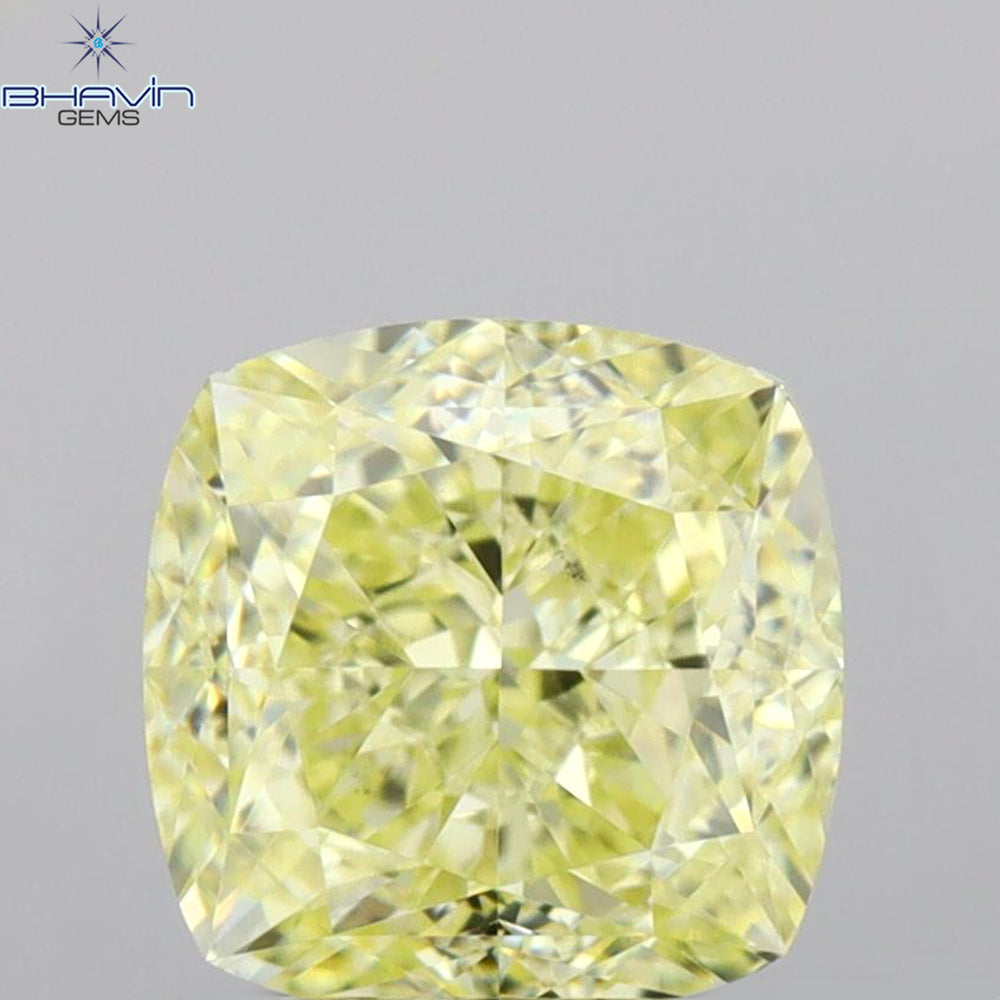 GIA Certified 1.58 CT Cushion Diamond Yellow Color Natural Diamond VS2 Clarity (6.16 MM)