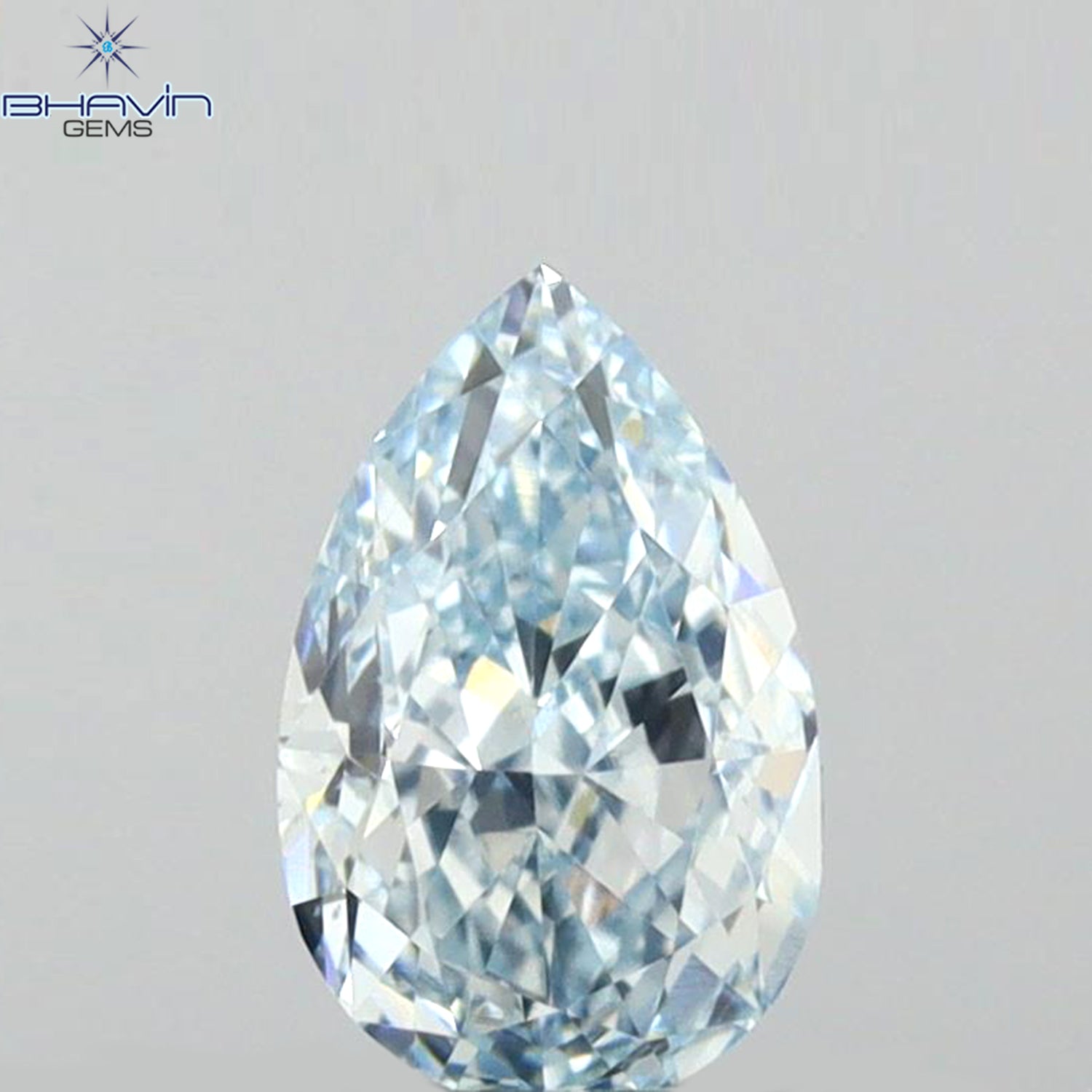 0.68 CT Pear Shape Natural Diamond Blue Color VS2 Clarity (6.80 MM)