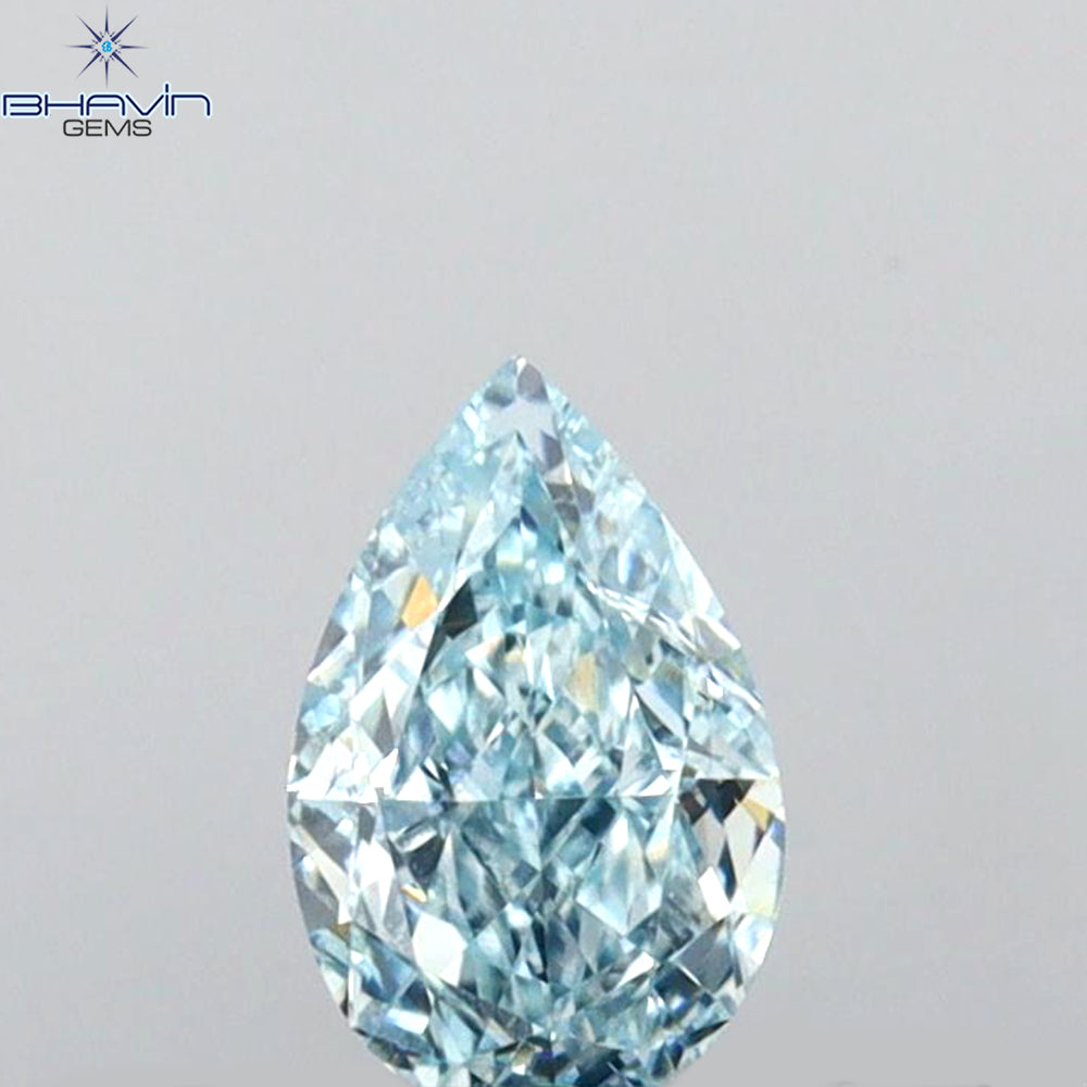 0.31 CT Pear Shape Natural Diamond Blue Color VS1 Clarity (5.40 MM)