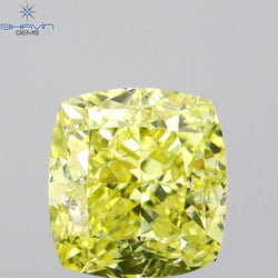 1.01 CT Cushion Diamond Yellow Color Natural Loose Diamond I2 Clarity (5.29 MM)