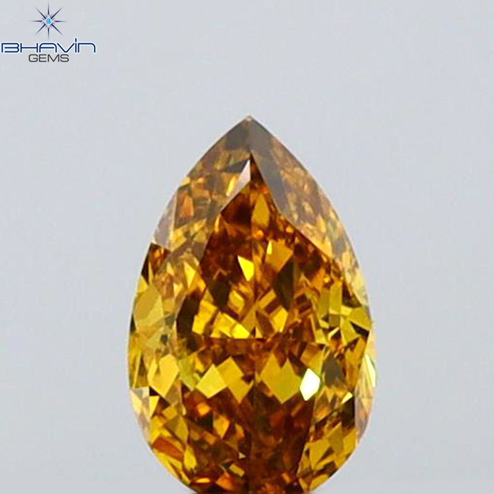 0.23 CT Pear Shape Natural Diamond Orange Color VS2 Clarity (4.82 MM)