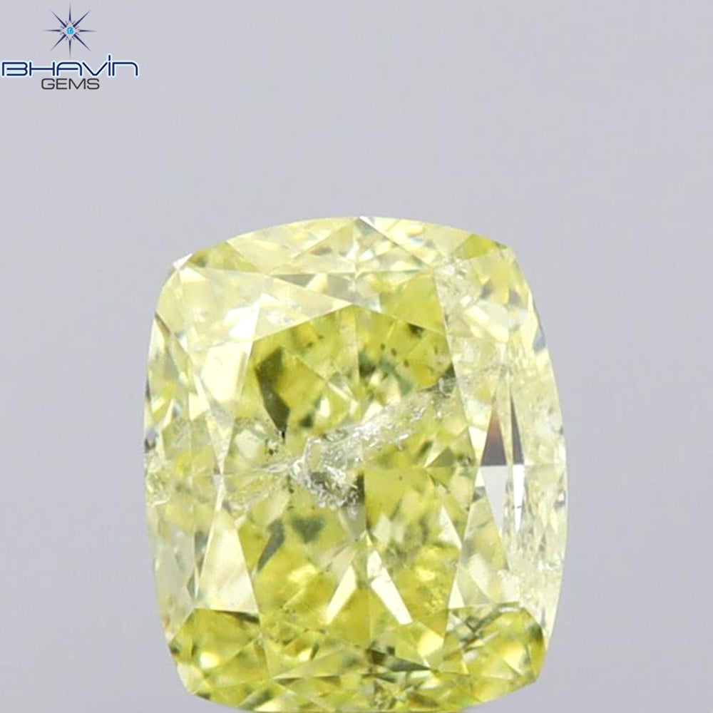 1.01 CT Cushion Shape Natural Diamond Yellow Color I2 Clarity (5.78 MM)