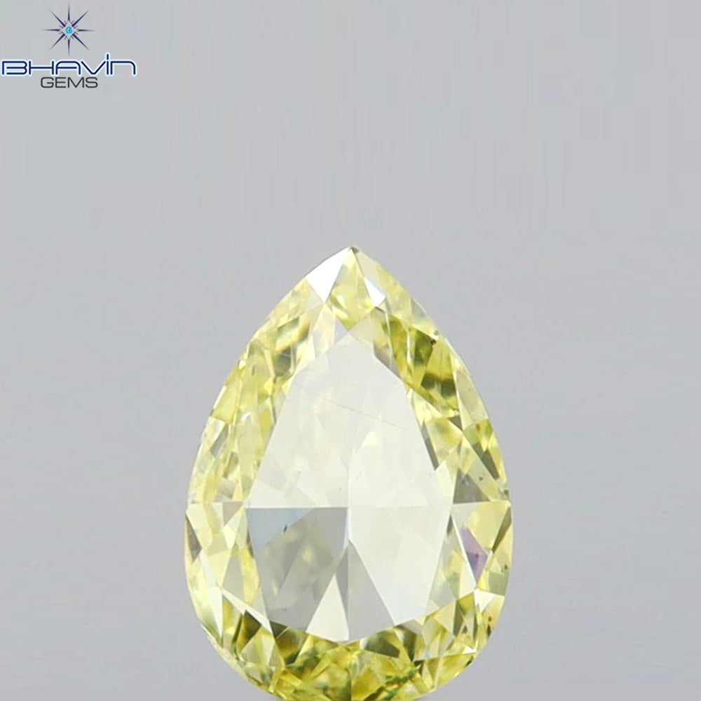 0.60 CT Pear Shape Natural Diamond Yellow Color VS2 Clarity (6.48 MM)