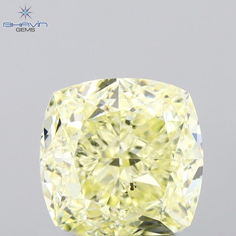 1.02 CT Cushion Shape Natural Diamond Yellow Color SI1 Clarity (5.38 MM)