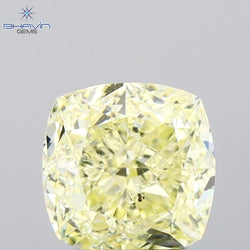 1.02 CT Cushion Shape Natural Diamond Yellow Color SI1 Clarity (5.38 MM)