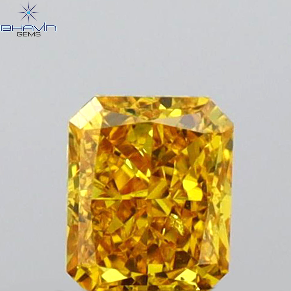 GIA Certified 0.25 CT Radiant Diamond Orange-Yellow Color Natural Diamond SI2 Clarity (3.66 MM)