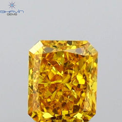 GIA Certified 0.25 CT Radiant Diamond Orange-Yellow Color Natural Diamond SI2 Clarity (3.66 MM)