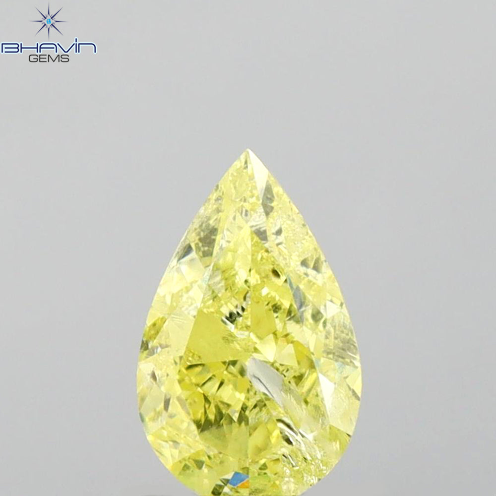 GIA Certified 1.10 CT Pear Natural Diamond Yellow Color I3 Clarity (8.27 MM)