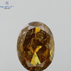 1.01 CT Oval Shape Natural Diamond Brown Orange Color I3 Clarity (7.16 MM)