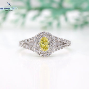 Oval Diamond Natural Diamond Ring Yellow Color Gold Ring Engagement Ring