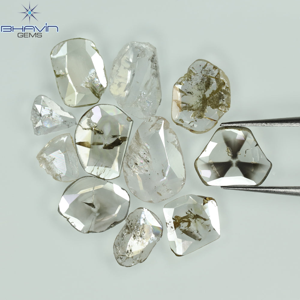 4.13 CT/10 Pcs Slice Shape Natural Diamond Salt And Papper I3 Clarity (9.25 MM)