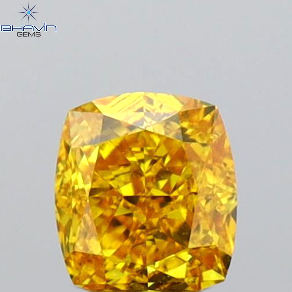 GIA Certified 0.25 CT Cushion Diamond Orange Yellow Color Natural Diamond SI1 Clarity (3.73 MM)