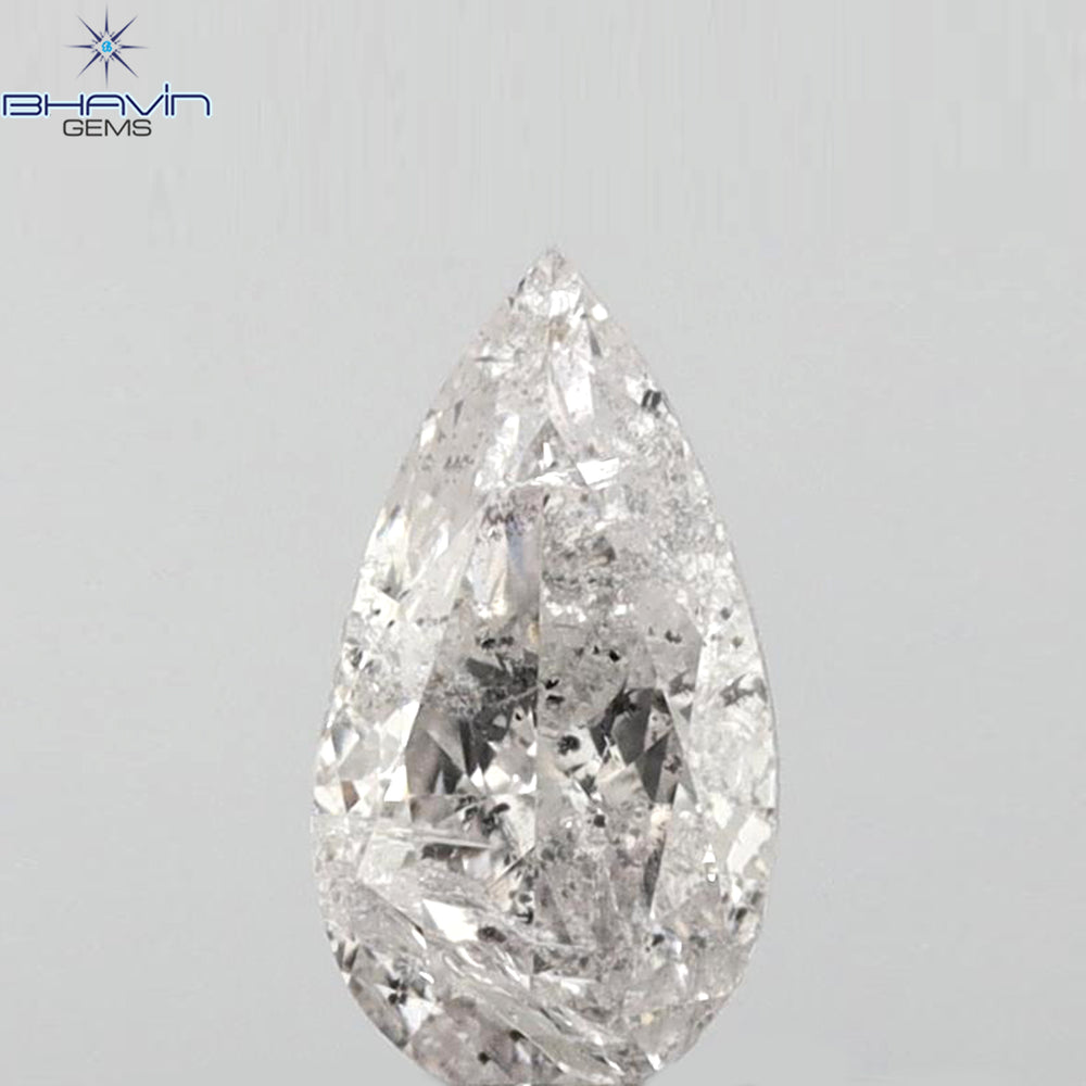 0.58 CT Pear Shape Natural Loose Diamond Pink Color I2 Clarity (7.38 MM)