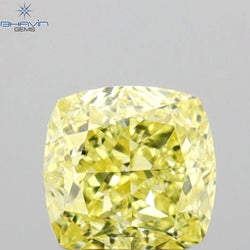 0.43 CT Cushion Shape Natural Diamond Yellow Color VVS1 Clarity (4.08 MM)