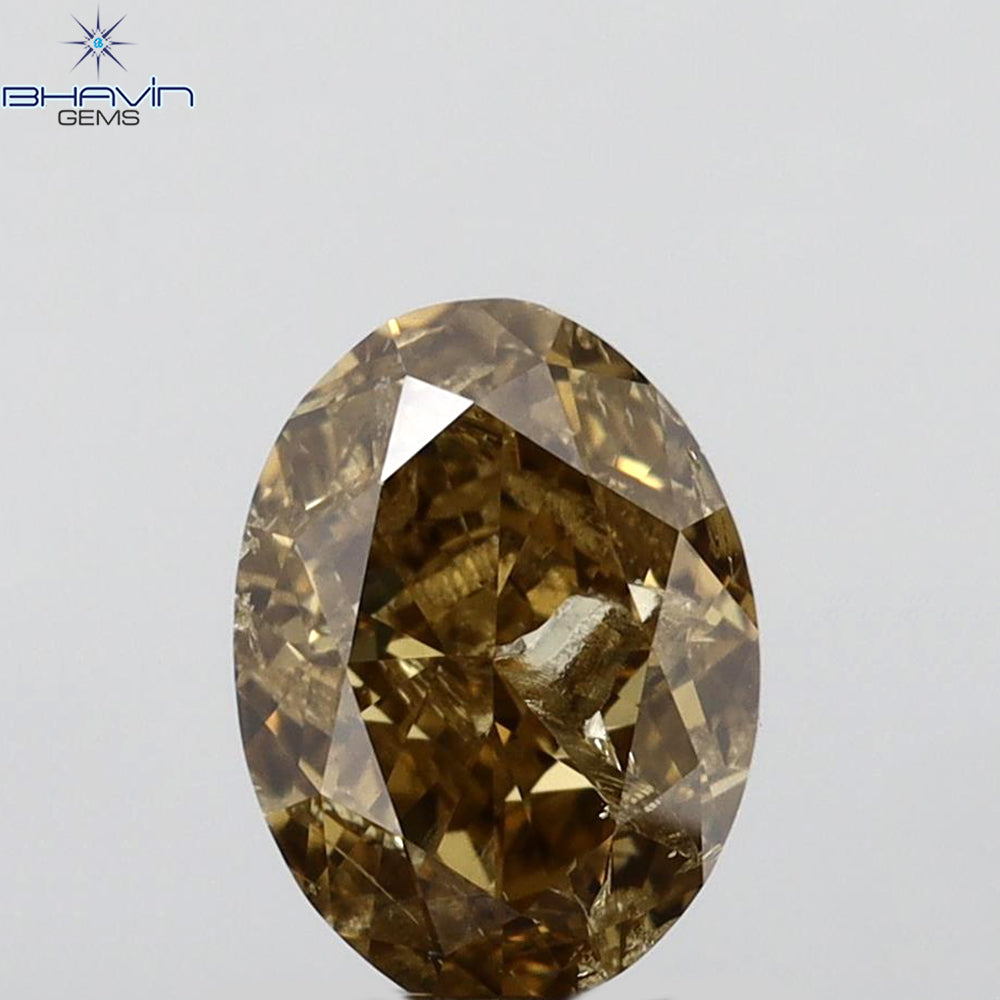 1.50 CT Oval Shape Natural Diamond Brown Color I1 Clarity (7.81 MM)