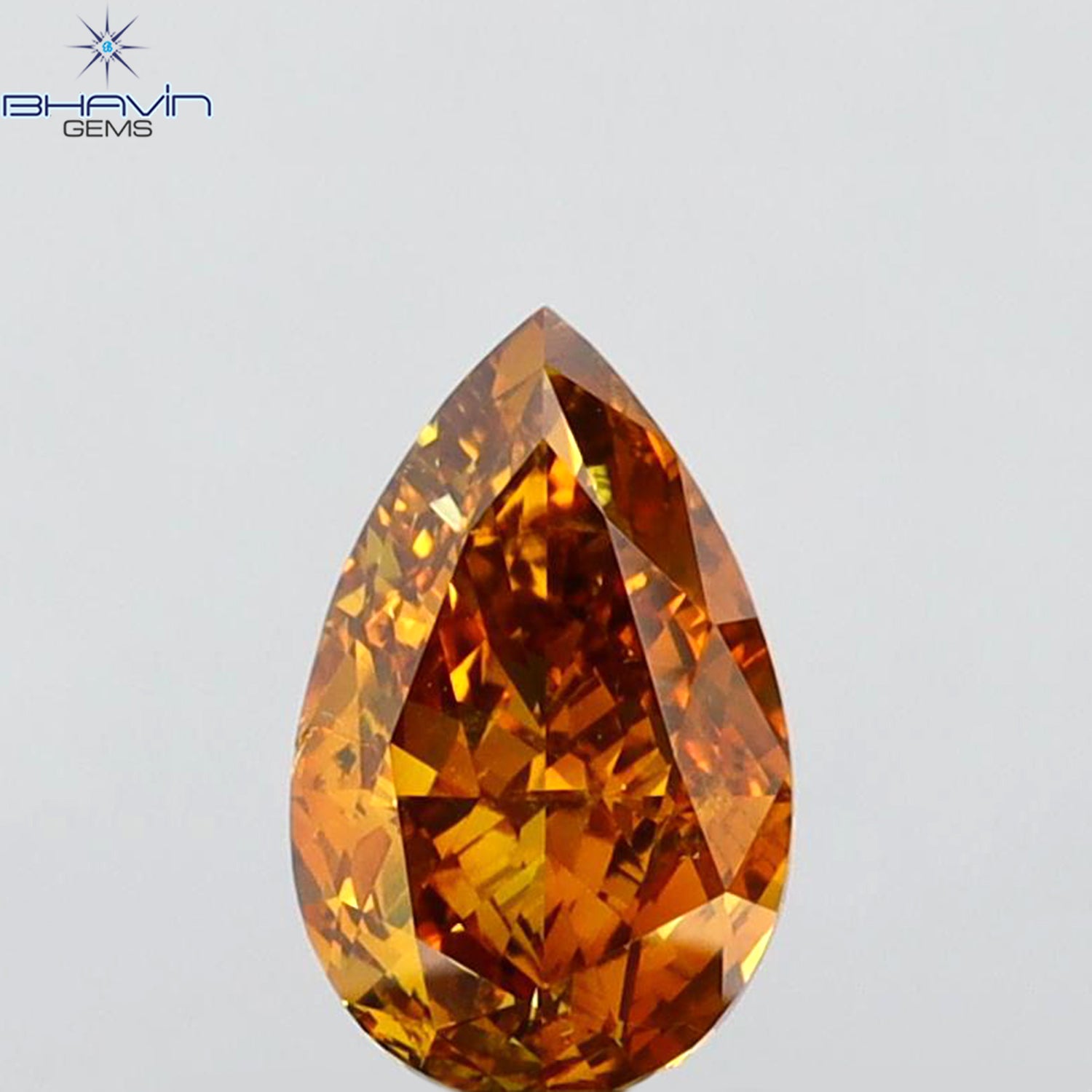 1.05 CT Pear Shape Natural Diamond Orange Color SI2 Clarity (7.90 MM)