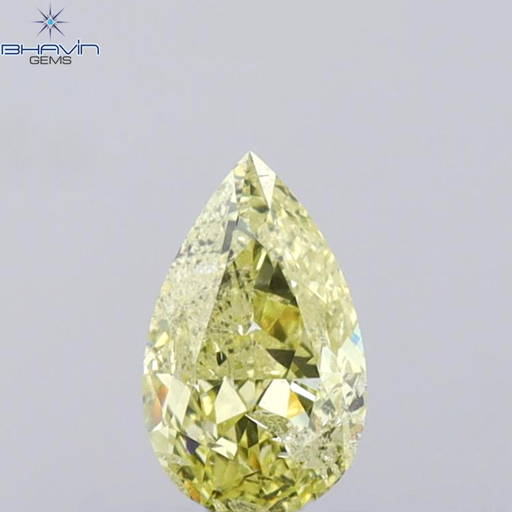 1.00 CT Pear Shape Natural Diamond Yellow Color I1 Clarity (8.14 MM)
