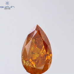 1.01 CT Pear Shape Natural Diamond Orange Color I3 Clarity (8.48 MM)
