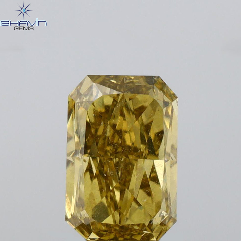 1.00 CT Radiant Shape Natural Diamond Green Yellow (Chameleon) Color SI1 Clarity (7.10 MM)