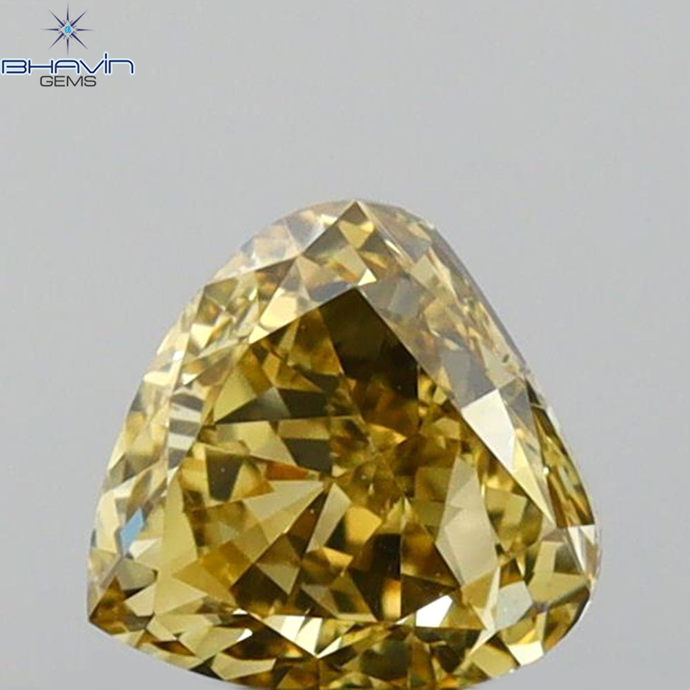 0.57 CT Heart Shape Natural Diamond Brown Yellow Color VS1 Clarity (4.97 MM)