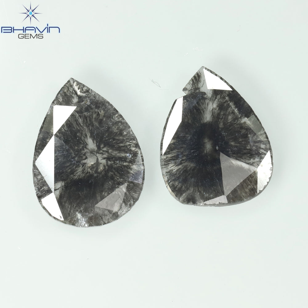 1.75 CT/5 ピース スライス形状 天然ダイヤモンド ソルト アンド ペッパー カラー I3 クラリティ (10.45 MM)