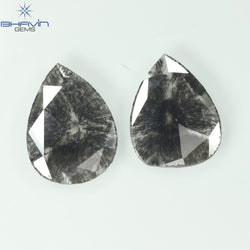 1.46 CT/2 Pcs Slice Shape Natural Diamond Salt And Pepper Color I3 Clarity (10.36 MM)