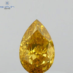 0.59 CT Pear Shape Natural Diamond Orange Color SI1 Clarity (6.78 MM)