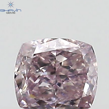 GIA Certified 0.25 CT Cushion Diamond Purplish Pink Color Natural Loose Diamond I1 Clarity (3.59 MM)