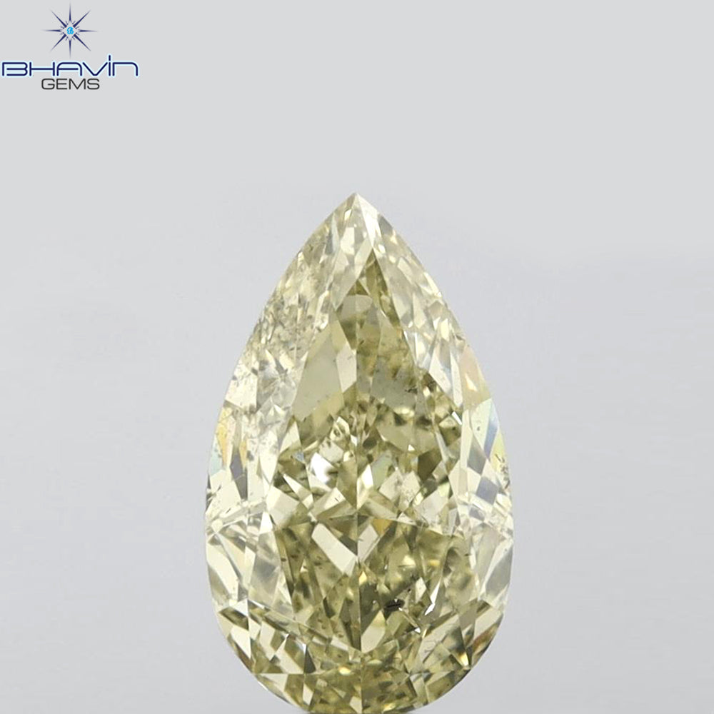 GIA Certified 2.00 CT Pear Diamond Brownish Greenish Yellow (CHAMELEON) Color Natural Loose Diamond (10.72 MM)