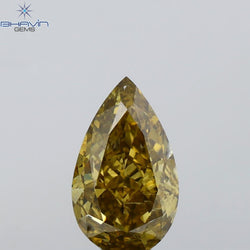 1.51 CT Pear Shape Natural Diamond Green Yellow (Chameleon) Color SI2 Clarity (9.64 MM)