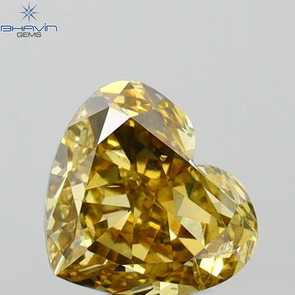 0.50 CT Heart Shape Natural Diamond Green (Chameleon) Color SI1 Clarity (5.23 MM)