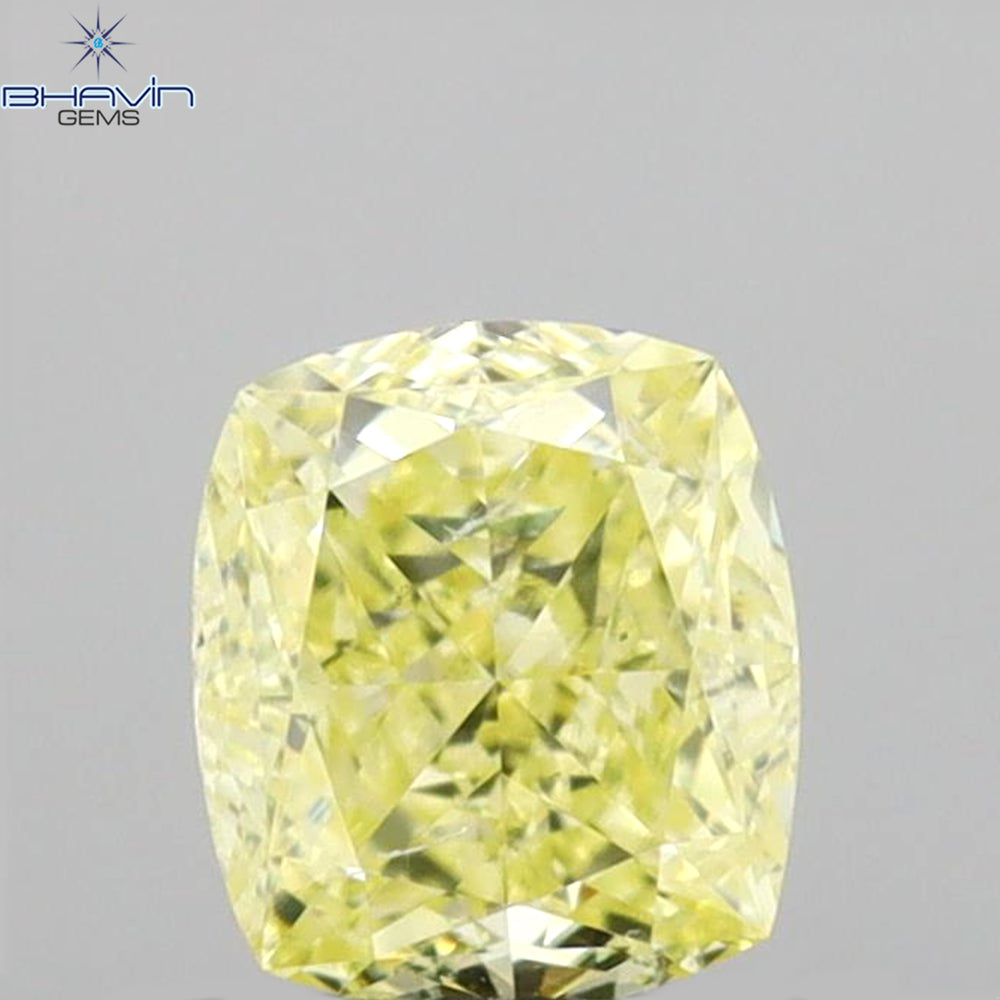 0.70 CT Cushion Shape Natural Diamond Yellow Color VS2 Clarity (5.11 MM)