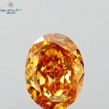 0.35 CT Oval Shape Natural Diamond Orange Color SI1 Clarity (4.99 MM)