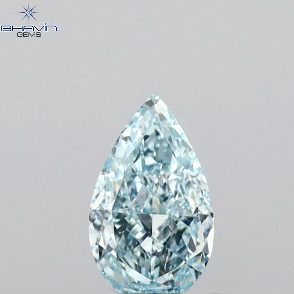 0.30 CT Pear Shape Natural Diamond Blue Color SI1 Clarity (5.41 MM)