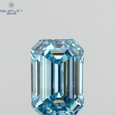 0.19 CT Emerald Shape Natural Diamond Blue Color VS1 Clarity (4.02 MM)