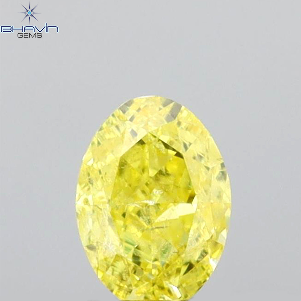 0.40 CT Oval Shape Natural Diamond Yellow Color I1 Clarity (5.20 MM)