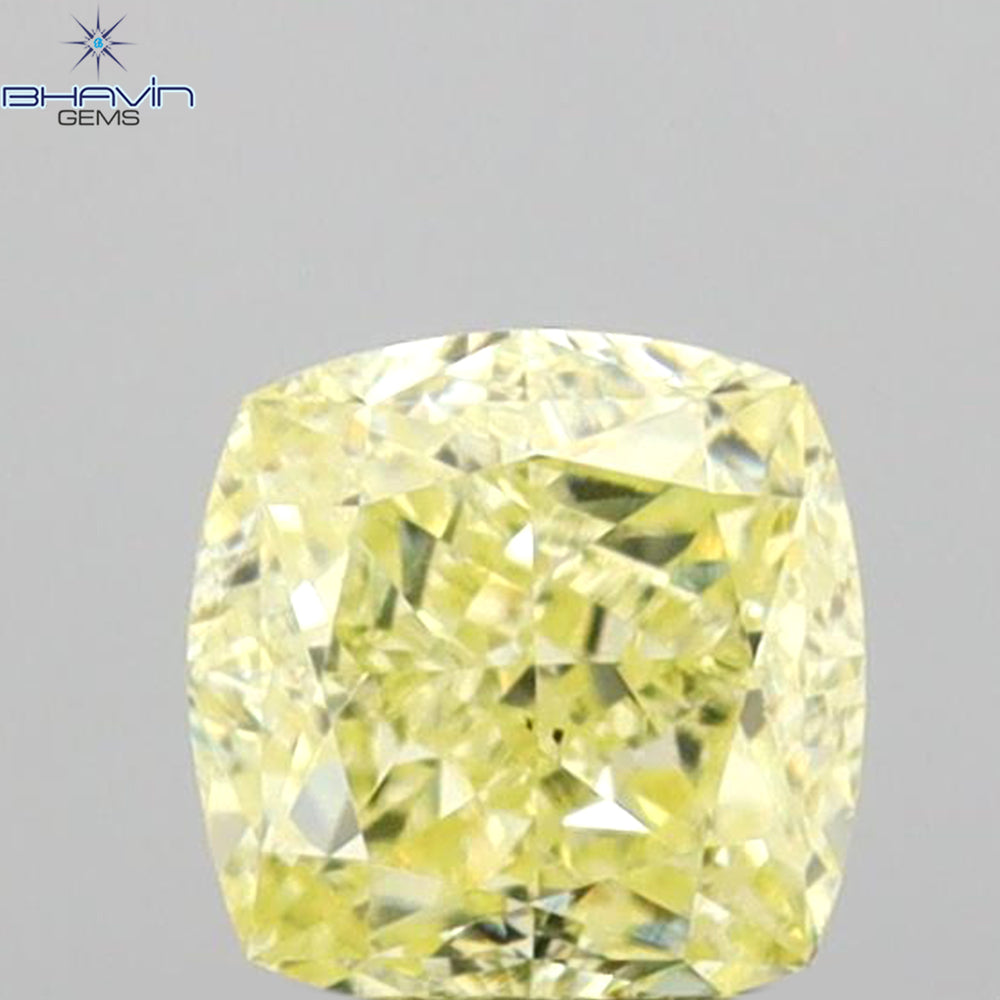 0.51 CT Cushion Shape Natural Diamond Yellow Color VS2 Clarity (4.26 MM)