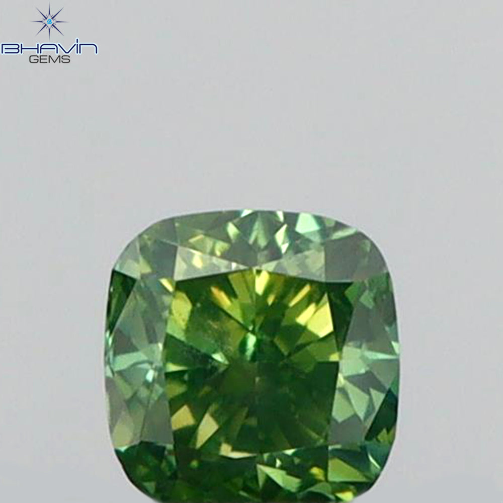 0.10 CT Cushion Shape Natural Loose Diamond Enhanced Green Color SI2 Clarity (2.50 MM)